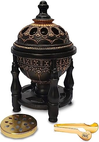 AM Charcoal Incense Burner - 4 Pillar Bakhoor Oud Holder