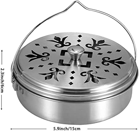 2 Portable Mosquito Coil Holders with Handle Fireproof Incense Burner for Home Silver