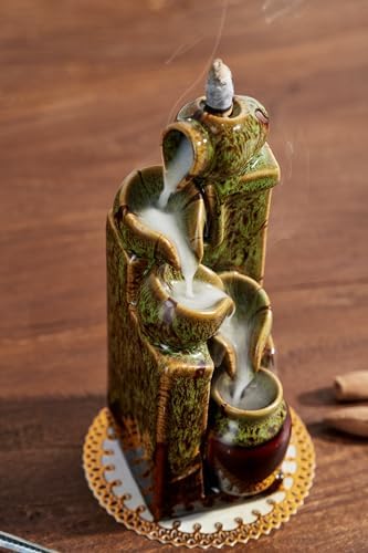 Unique Cascading Basins Incense Holder with Backflow Cones