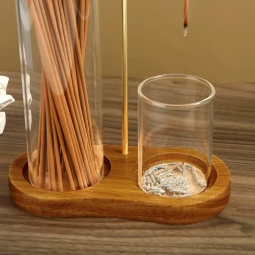 2 in 1 Incense Holder with Glass Ash Catcher and Organizer for Meditation and Home Decor
