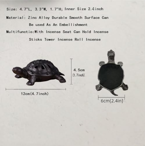 Vintage Metal Turtle Incense Burner with Stick Holder