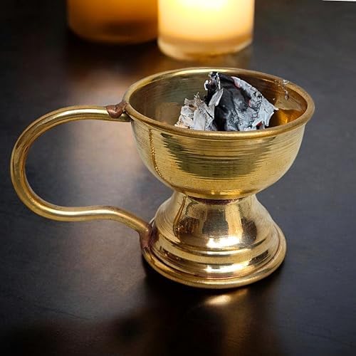 Traditional Brass Dhoop Dani with Handle 5 Inch Incense Holder