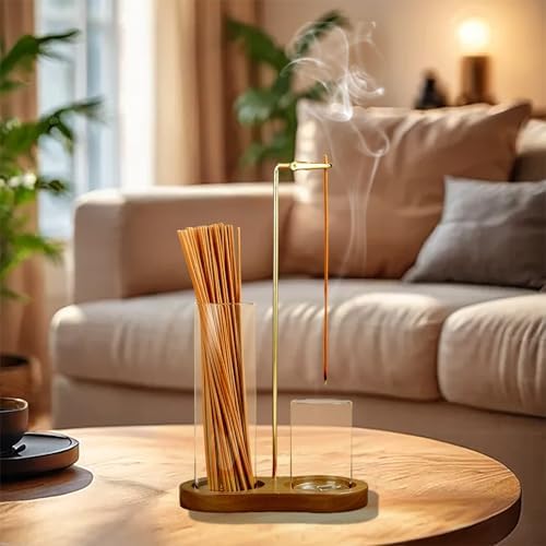 2 in 1 Incense Holder with Glass Ash Catcher and Organizer for Meditation and Home Decor