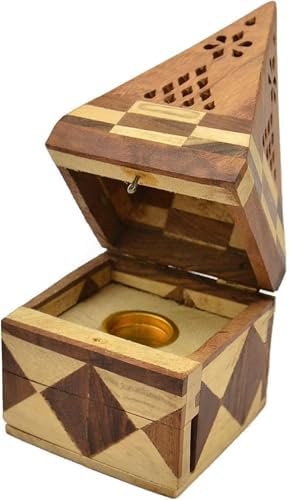 Wooden Temple Incense Cone Burner with Jointed Design