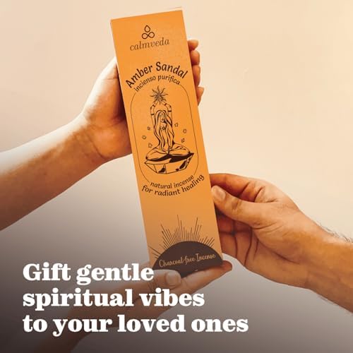 Calmveda Sandalwood Amber Incense Sticks - 40 Sticks 9 Inch Thick