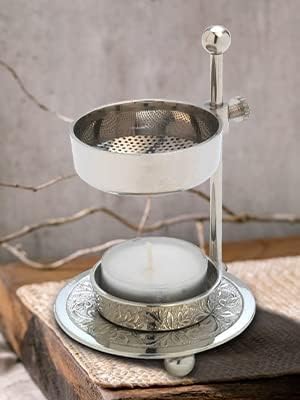 Brass Incense Resin Burner with Handle - 5 Inch Height