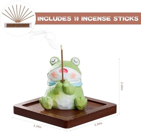 Lionpower Resin Frog Incense Holder with Burner and Ash Catcher