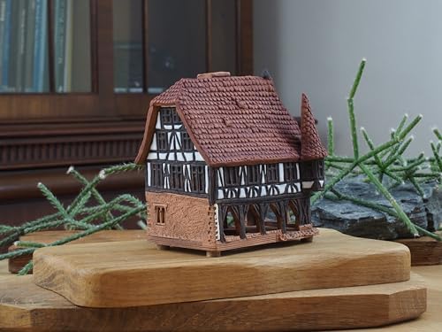 Midene Ceramic Art Cone Incense Holder Handmade Collectible Miniature Town Hall Michelstadt Germany