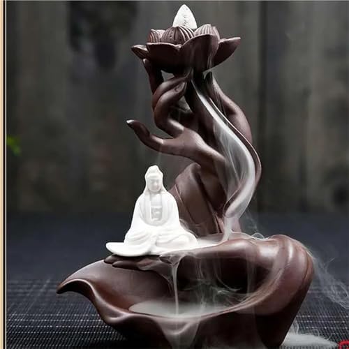 Purple Clay Incense Holder with Buddha Hand Design