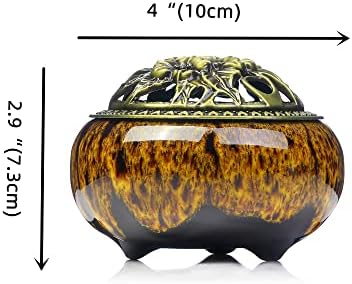 LamDawn Incense Burner with Calabash Holder - Kiln-Colored Yellow Porcelain