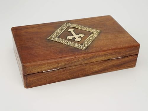 Keepsake Incense Storage Box with Hinged Lid and Metal Cross 1