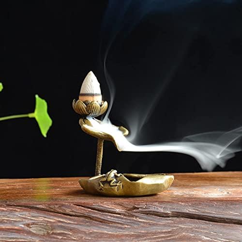 OwMell Vintage Brass Lotus Incense Holder