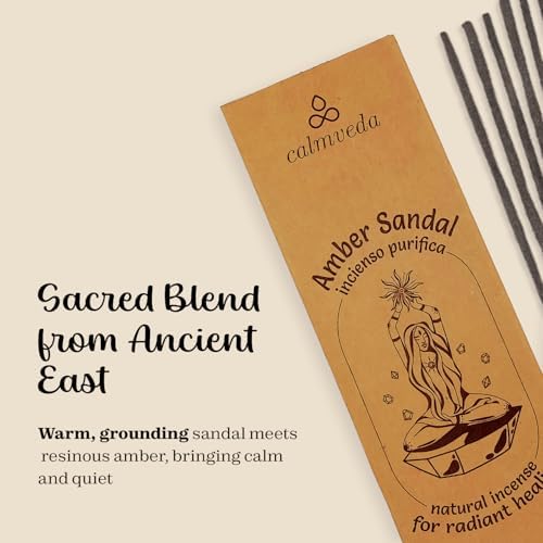 Calmveda Sandalwood Amber Incense Sticks - 40 Sticks 9 Inch Thick