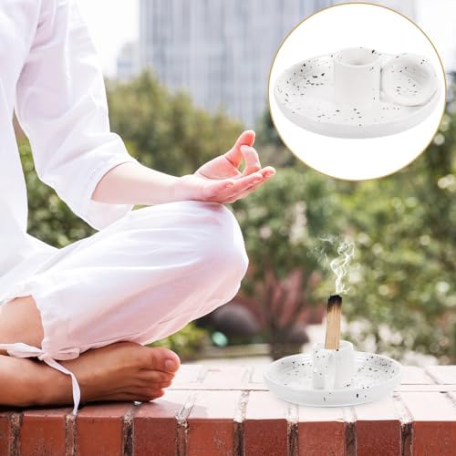 HOMSFOU Ceramic Candle Holder Incense Stick Holder Desktop Decor Modern Style