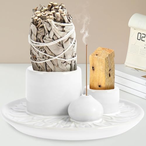 Ceramic Palo Santo Sticks Holder 4 in 1 Burner Tray