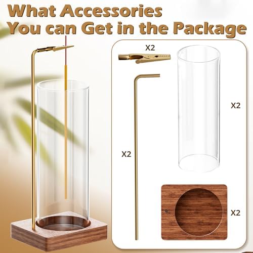 Incense Stick Holder with Glass Ash Catcher 2 Pack
