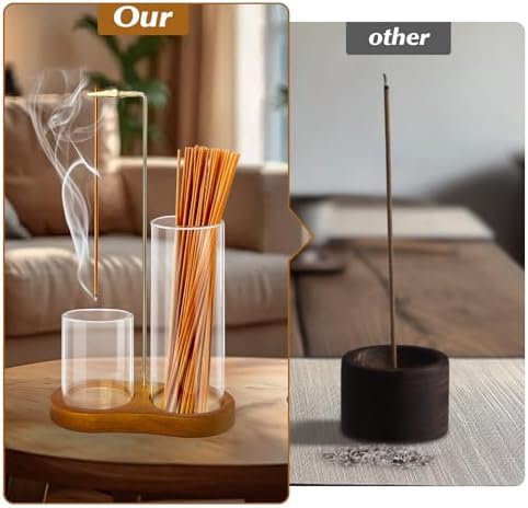2 in 1 Incense Holder with Glass Ash Catcher and Metal Clip