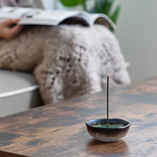 Asayu Japan Mini Incense Holder Set Aquamarine Ceramic Brass