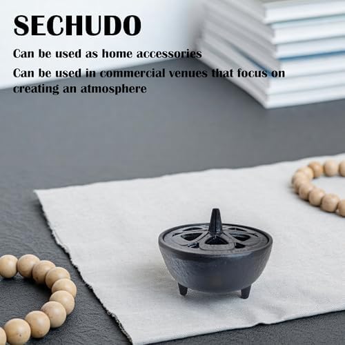 Small Cast Iron Incense Burner with Decorative Lid