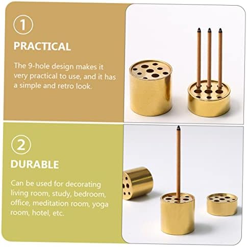 VOSAREA 4pcs Multi-Hole Incense Holder Brass Tower