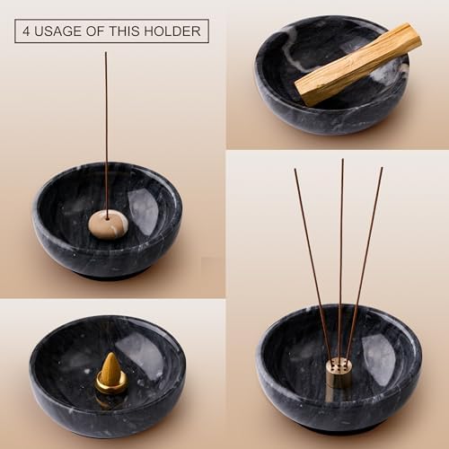 Marble Incense Holder with Brass Burner for Sticks and Cones