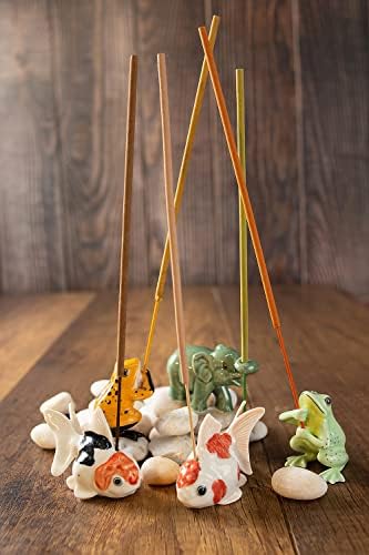 Tiny 2 Inch White Red Orange Goldfish Incense Holder