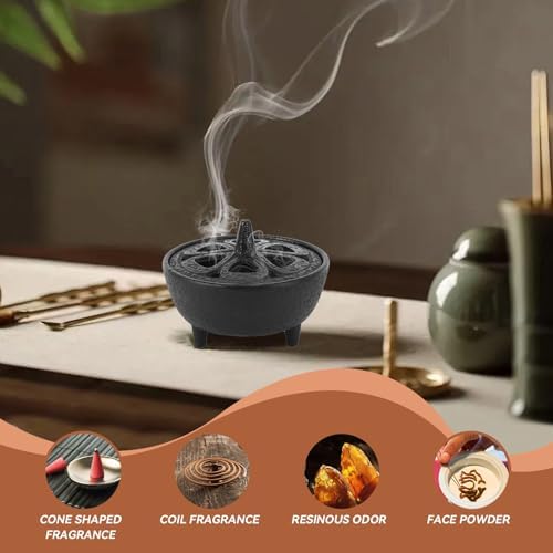 Gsycle Incense Burner Cast Iron Lotus Shape Censer With Lid