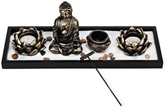 MyGift Desktop Zen Garden Kit with Buddha Statue and Incense Holder