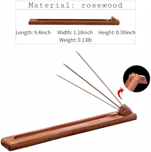 2 Packs Wood Incense Holder with Adjustable Angle and Ash Catcher
