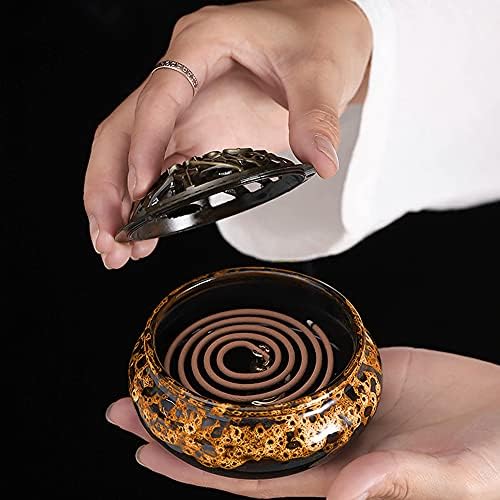 MENGSIYU Incense Cone Burner with Metal Holder and Fireproof Cotton