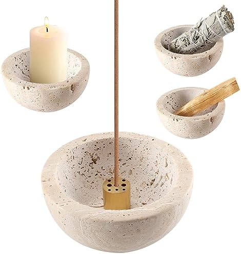 Handcrafted Limestone Incense Holder for Sticks and Cones