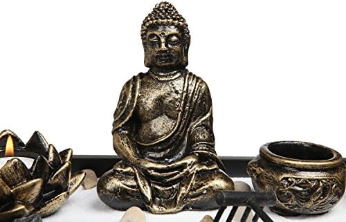 MyGift Desktop Zen Garden Kit with Buddha Statue and Incense Holder