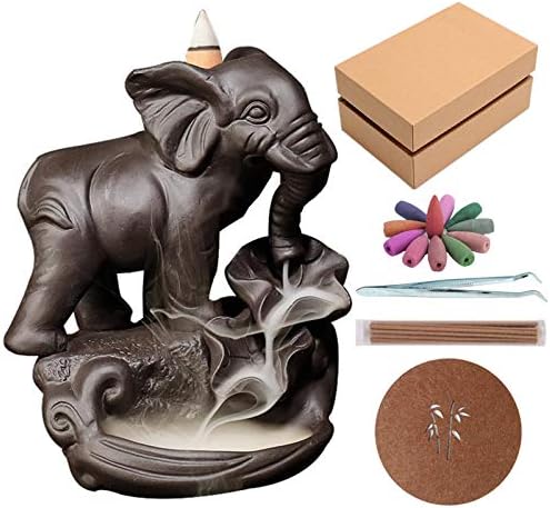 Comeon Backflow Incense Burner Ceramic Holder with 20 Cones 30 Sticks Gift Set