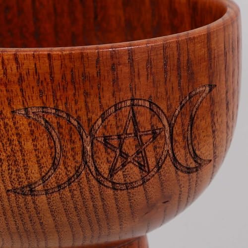 LUOZZY 2 Pack Wooden Pentacle Moon Goddess Candle Holder Incense Bowl Smudge Stand Altar Decor