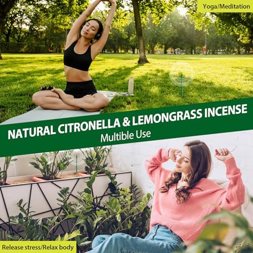 KICKOUTOR Mosquito Repellent Incense Sticks 24PCS DEET Free Natural Citronella Lemongrass Oil