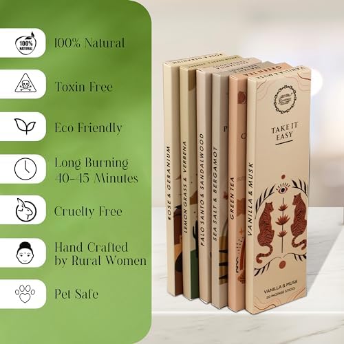 Raajsee Organic Incense Sticks - 120 Sticks with Holder