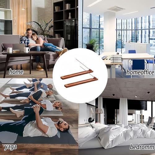 2 Packs Wood Incense Holder with Adjustable Angle and Ash Catcher