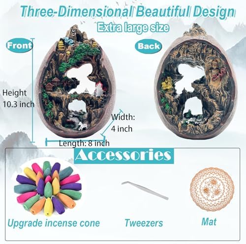 Mountain Waterfall Incense Burner with 2 Sides