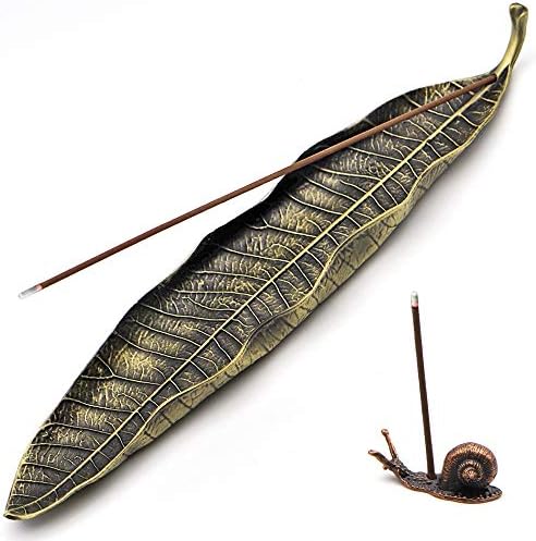 Leaf and Snail Incense Holder Set - Durable Zinc Alloy
