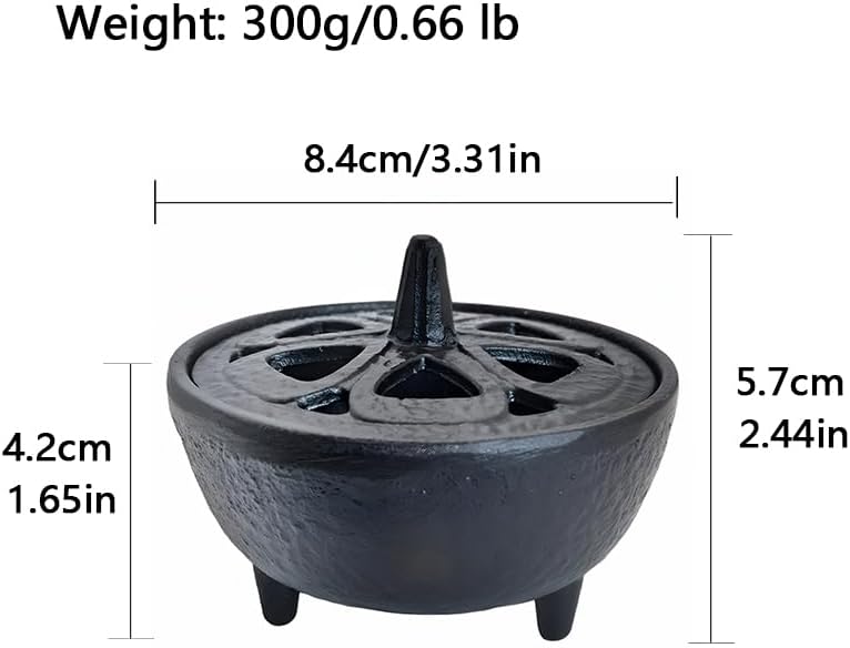 Small Cast Iron Incense Burner with Decorative Lid