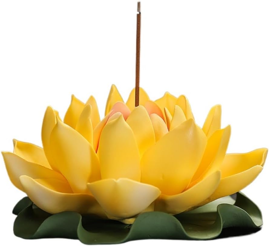 Zen Ceramic Water Lily Incense Holder Yellow