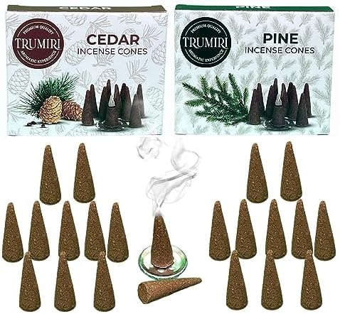 TRUMIRI Incense Cones - 20 Pack 10 Cedar 10 Pine