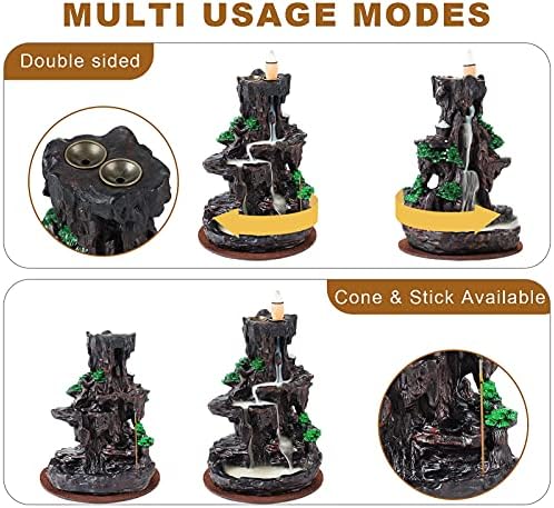 SPACEKEEPER Backflow Incense Burner with 2 Sides Waterfall Design