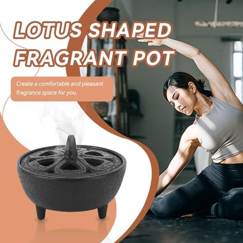 Gsycle Incense Burner Cast Iron Lotus Shape Censer With Lid