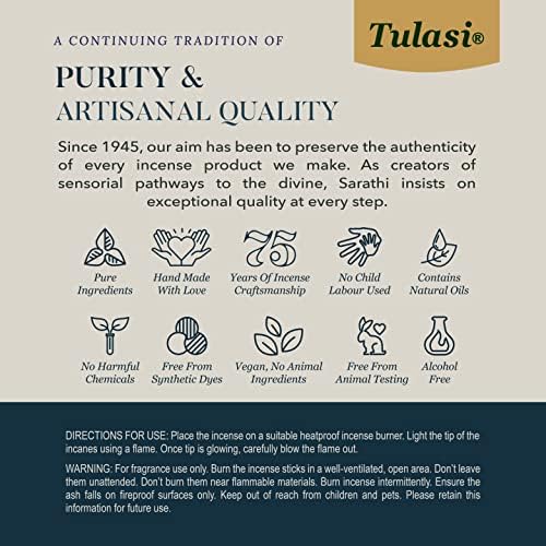 Tulasi Classic Incense Cones Set of 180 Calming Natural Fragrance