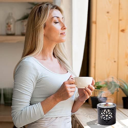 Frankincense Incense Burner with Tealight - Durable Black Iron 236 Inches Tall - Handcrafted Aromatic Censer