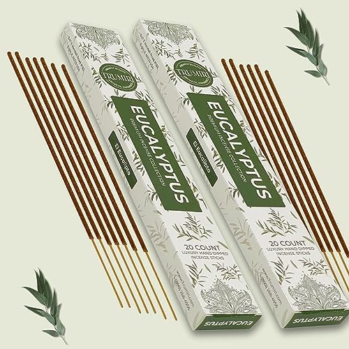 Eucalyptus Incense Sticks - 40 Sticks Dual Pack for Home Use