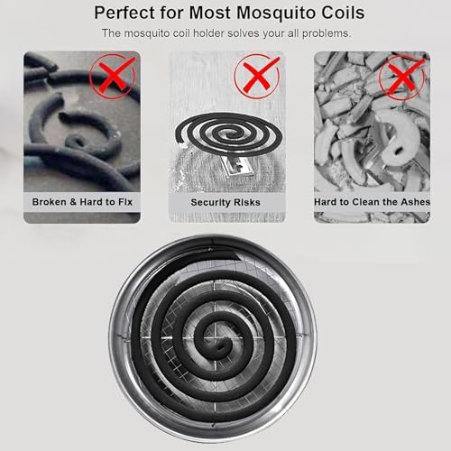 2 Pieces Portable Mosquito Coil Holder with Lid Windproof Burner