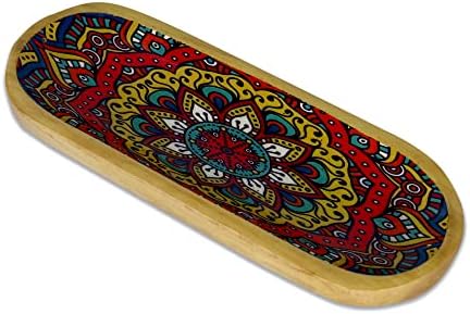 Yajna Traditional Handmade Incense Stick and Cone Holder Burner Ash Catcher Stand Wooden Tray Holder Mandala