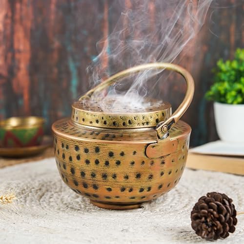 Hand Hammered Charcoal Resin Incense Burner for Boho Decor